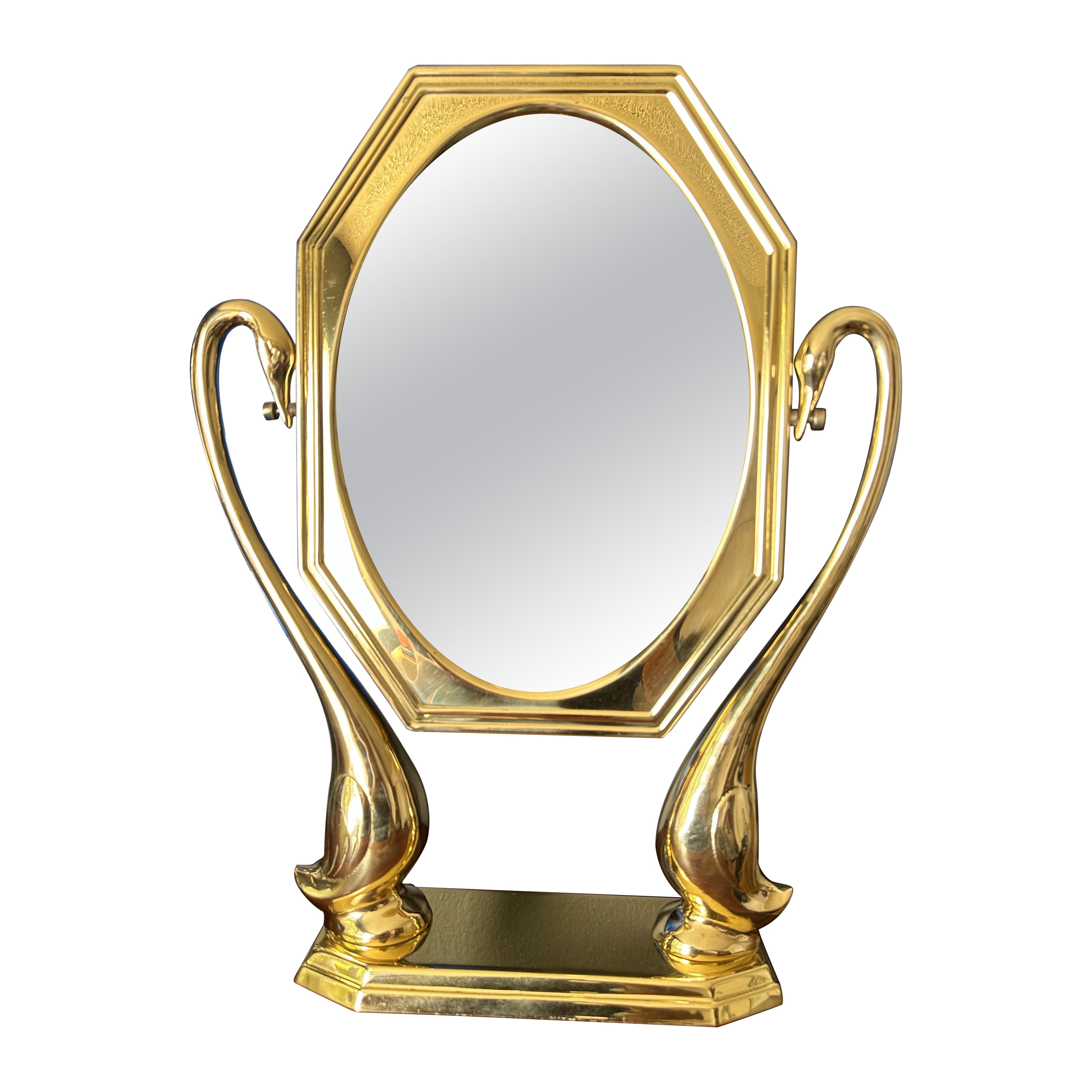 Art Nouveau Style Brass Vanity Mirror
