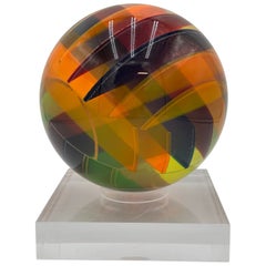 Vasa Velizar Mihich Signed Op Art Acrylic Sphere