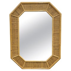 Vintage Bamboo and Rattan Octagonal Wall Mirror, 1970s