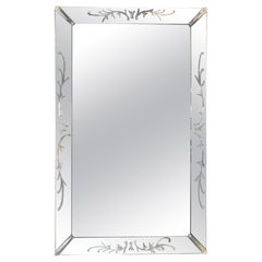 Mid-Century Art Deco Venetian Etched Wall Mirror.