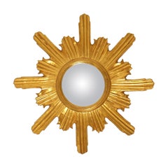 Vintage Mid Century Giltwood Sunburst Mirror, Italy 1960s