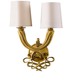 Vintage Single 'Double Torsade' Sconce Jules Leleu, France, Art Moderne, Ca. 1947