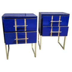 Prächtiges Paar blauer Saphire  Nachttische aus Muranoglas justfurnituress