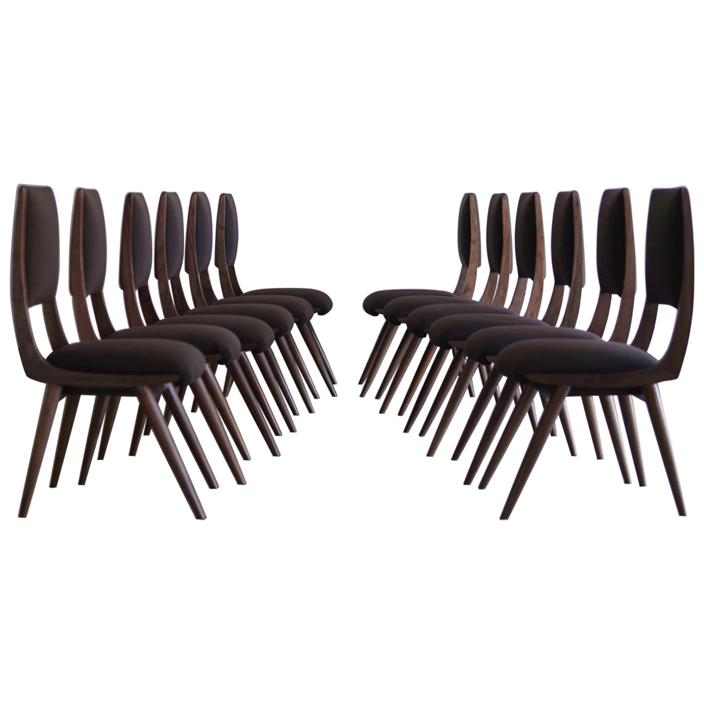 Set of 12 Parisiano Dining Chairs in Natural Walnut