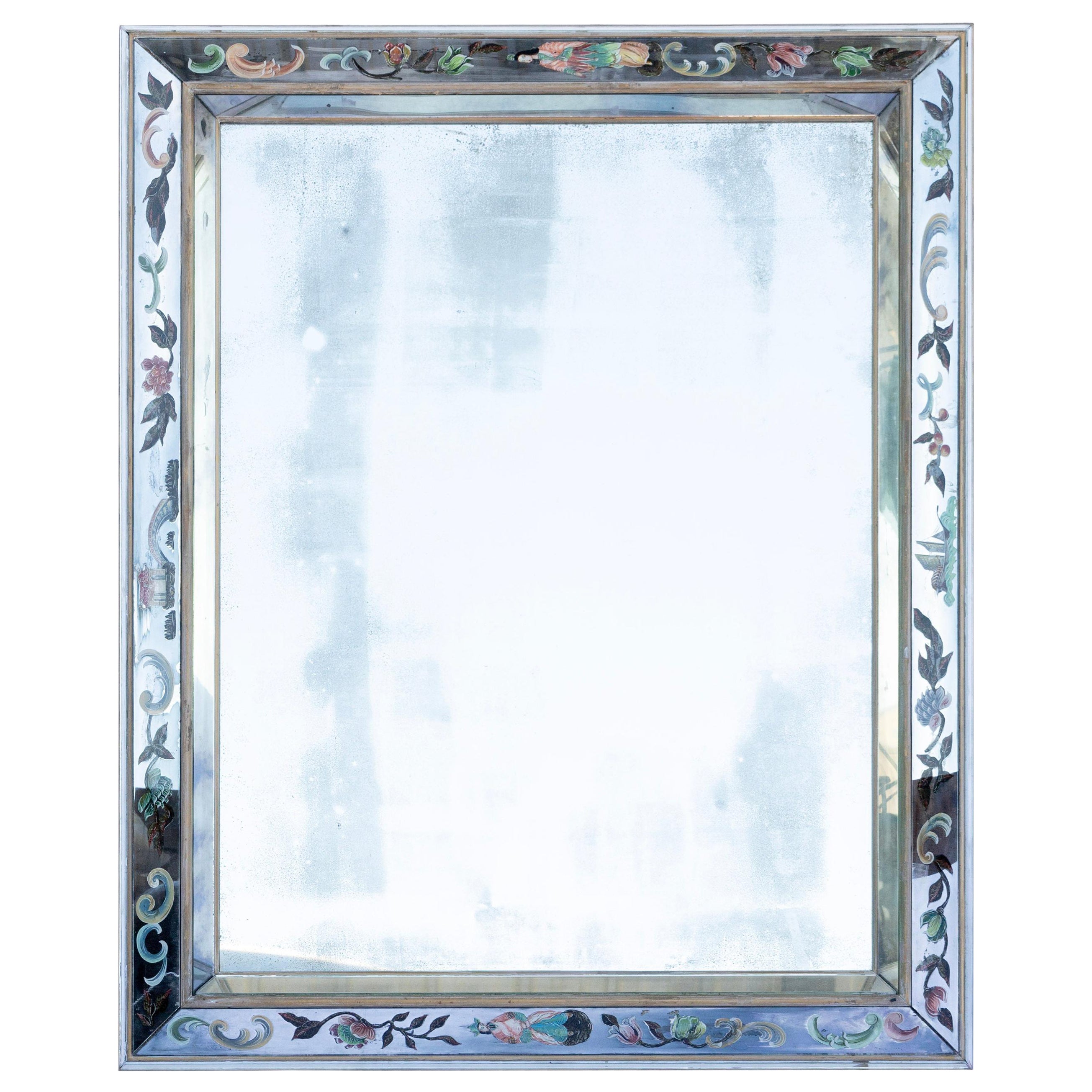Italian 1940s Verre Eglomise Mirror