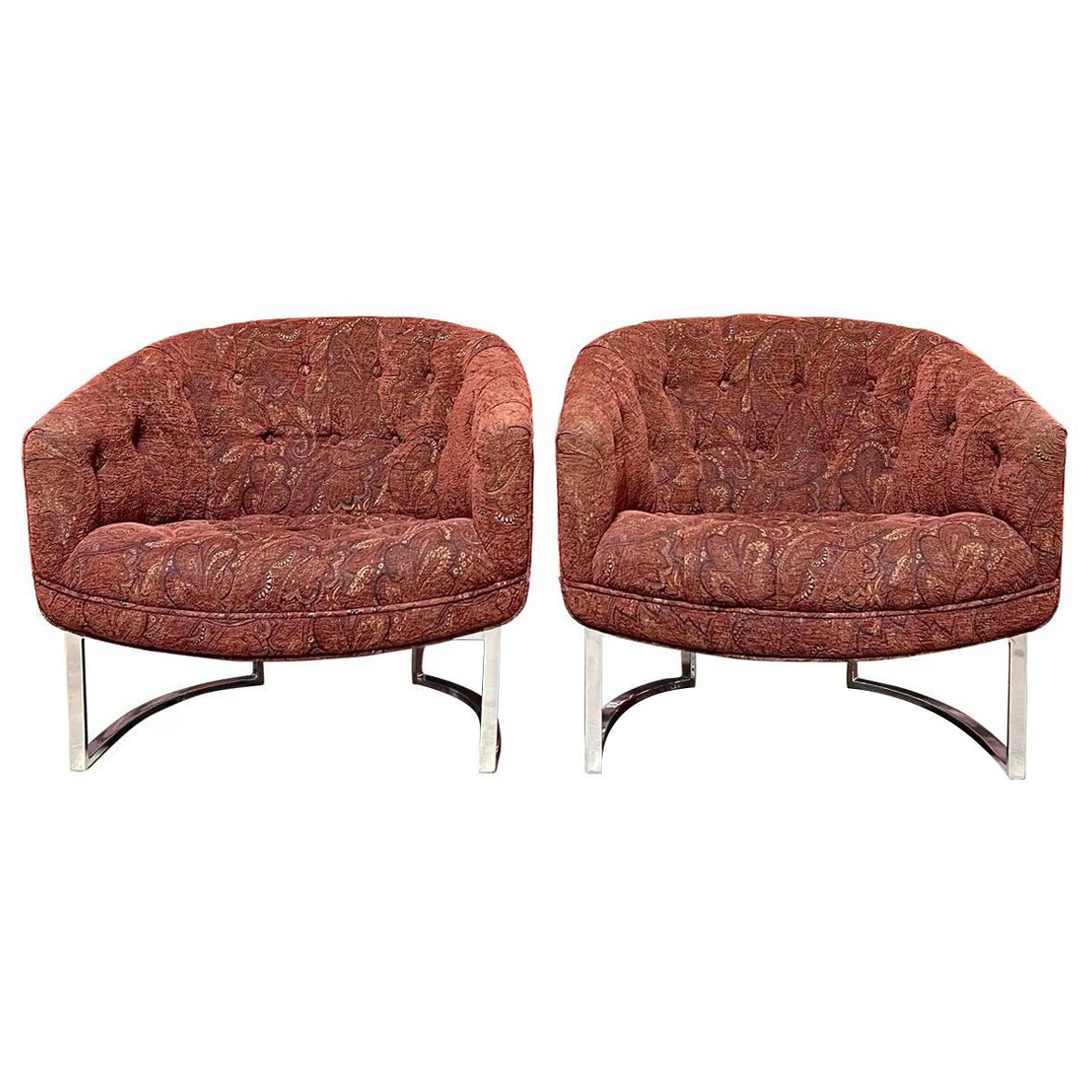 Sillas de salón modernas vintage según Milo Baughman - Un par