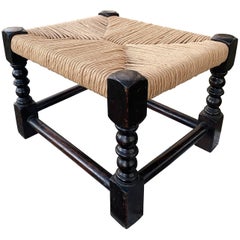 Woven Papercord on Turned Leg Stool / Ottoman (UK)