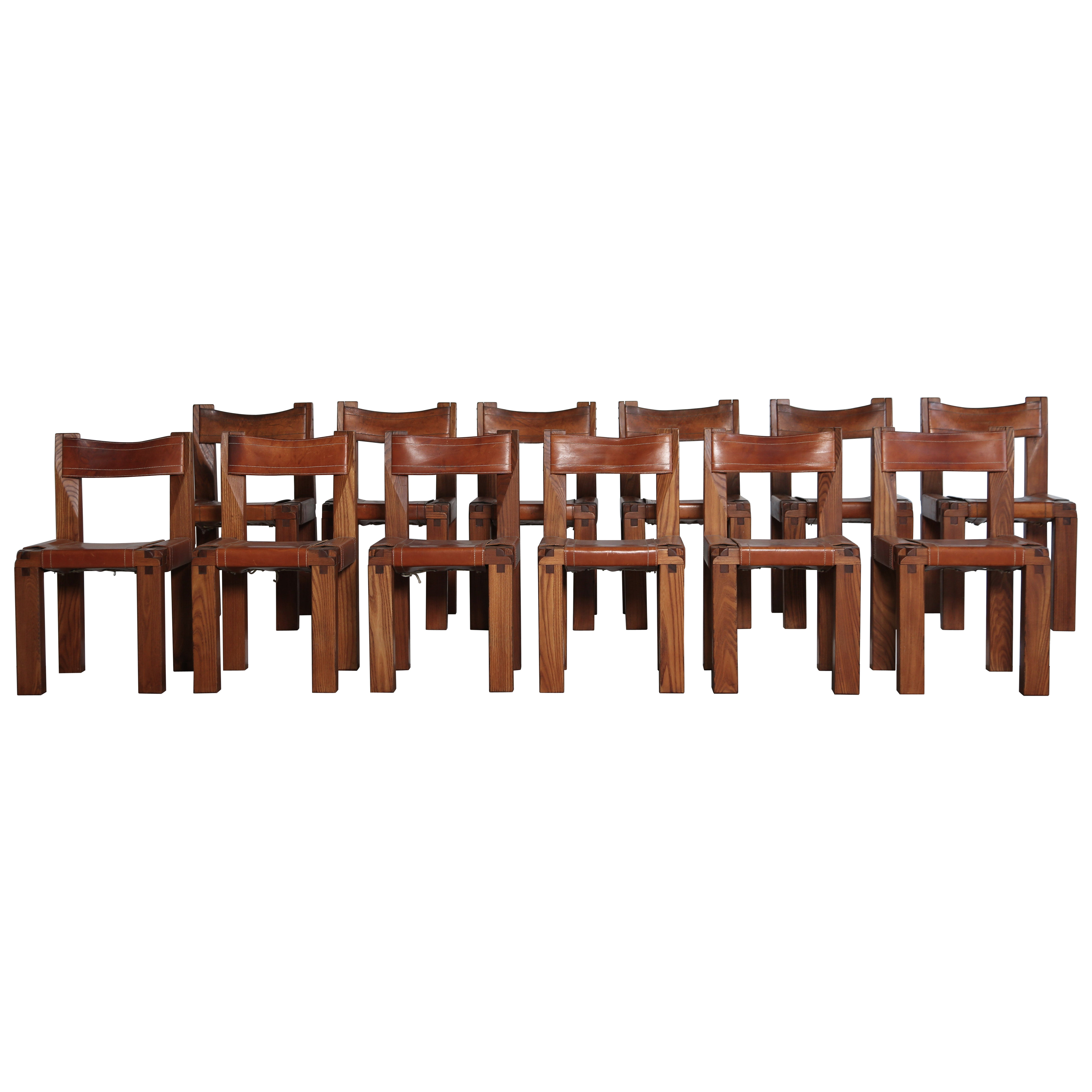 Pierre Chapo S11 Chairs, Set of 12, France, 1960s/70s