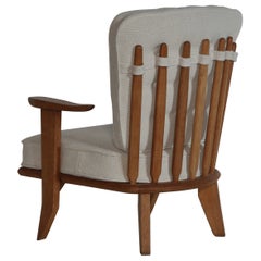 Guillerme et Chambron Oak Lounge Chair / Armchair No. 2, France, 1960s