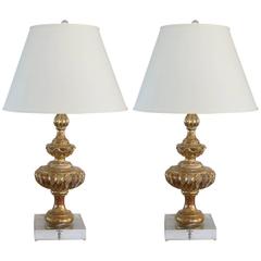 Pair of Lamps with 18th Century Spanish Finials