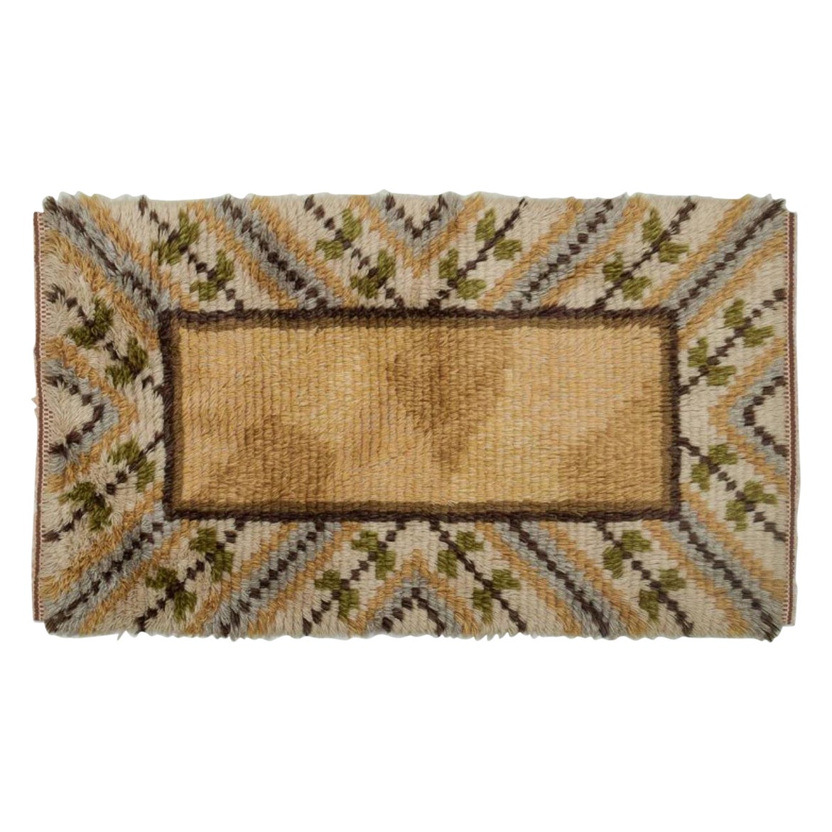 Swedish textile designer. Handmade rya carpet of pure cotton. Multicolored.