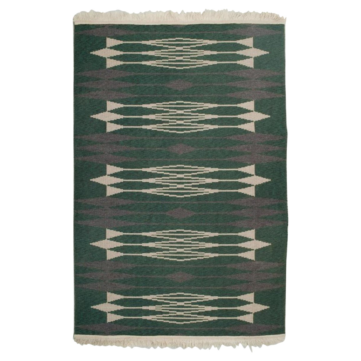 Swedish textile designer. Handwoven carpet in pure wool. Modernist design.