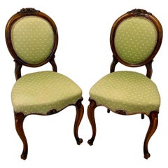 Pair of Antique Victorian Quality Carved Walnut Side Chairs