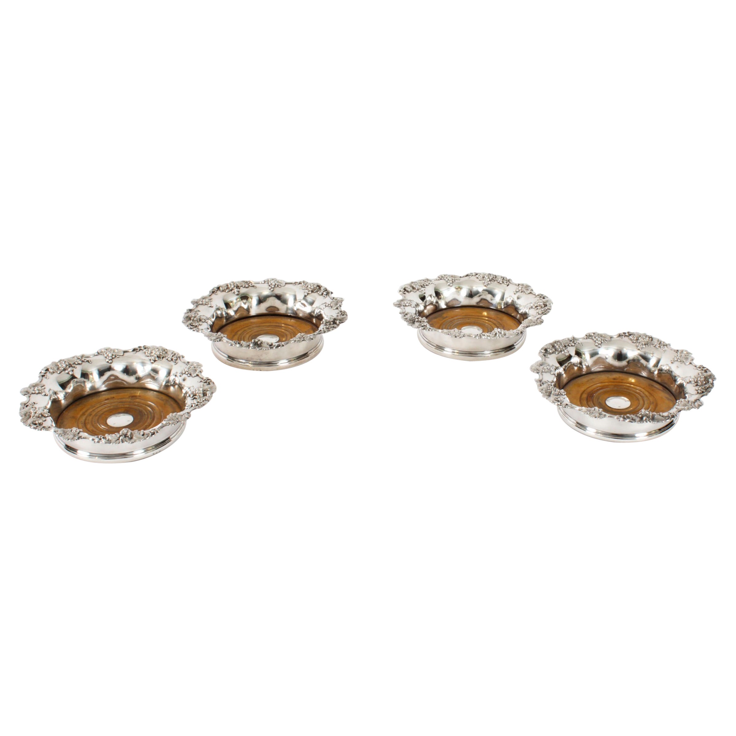 Antikes Set aus 4 viktorianischen Weinuntersetzern von Davis and Sons, schottisches 19. Jahrhundert im Angebot