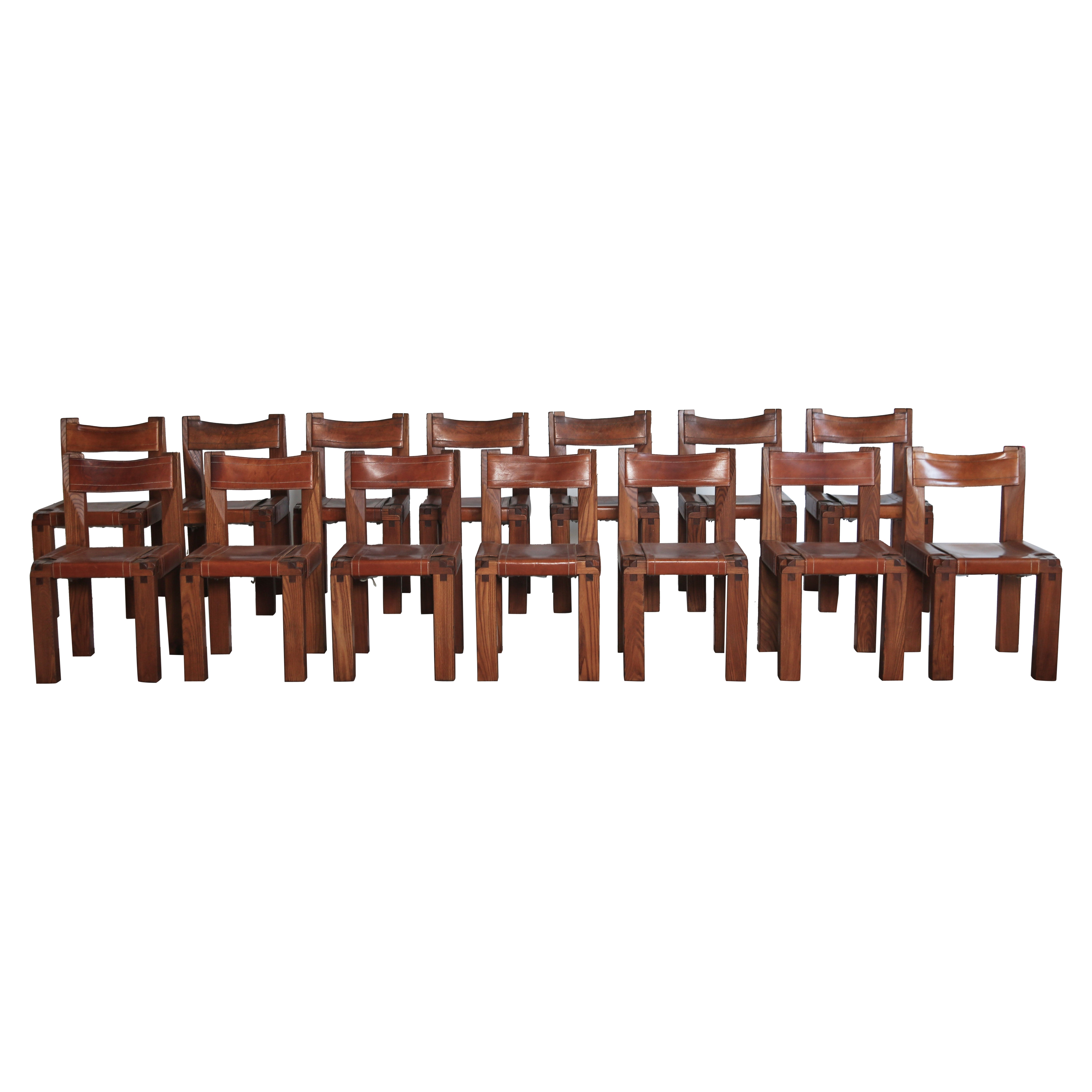 Pierre Chapo S11 Chairs, Set of 14, France, 1960s/70s