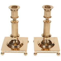 Pair of Antique Brass Candlesticks from Poland