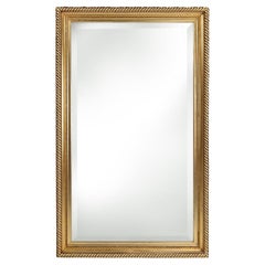 Antique Large French rectangle gilded wooden beveled mirror, ca. 1900