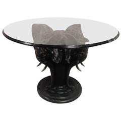 Dramatic Center Table with Trio of Elephants Base