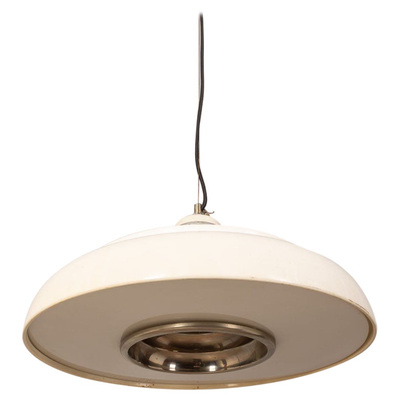 Italienisches Design 70er Jahre Vintage weißes Metall Kronleuchter