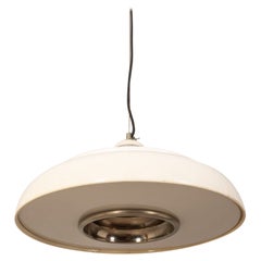 Italienisches Design 70er Jahre Vintage weißes Metall Kronleuchter