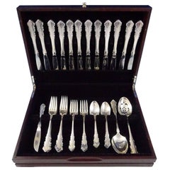 Used Martinique by Oneida Sterling Silver Flatware Set for 12 Service 51 Pieces