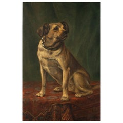 Pittura ad olio dei primi del Novecento - Ritratto di cane