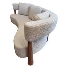 Large Curved kidney shaped sofa in lambswool bouclé