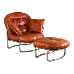 Carlo De Carli for Cinova, ‘915’ Lounge Chair with Ottoman, Italy, 1969