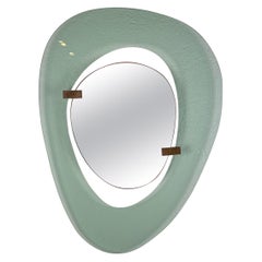 Rare Asymmetrical Light Blue Mirror by Max Ingrand for Fontana Arte, Italy, 1958