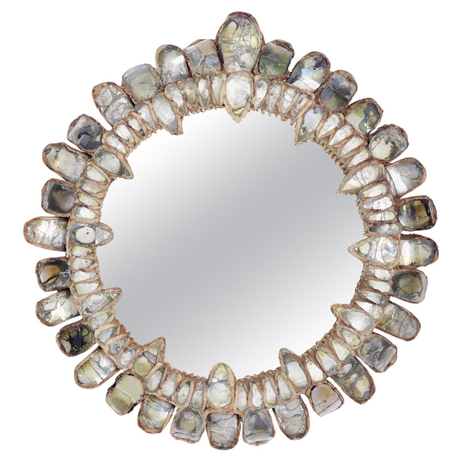 Raro espejo de cristal y resina de talosel ''Gribiche'' de Line Vautrin