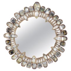 Raro espejo de cristal y resina de talosel ''Gribiche'' de Line Vautrin