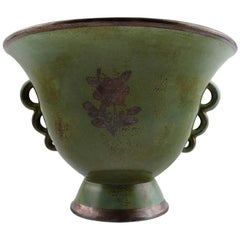 Arabia, Finland, Art Deco Ceramic Vase with Silver Inlay