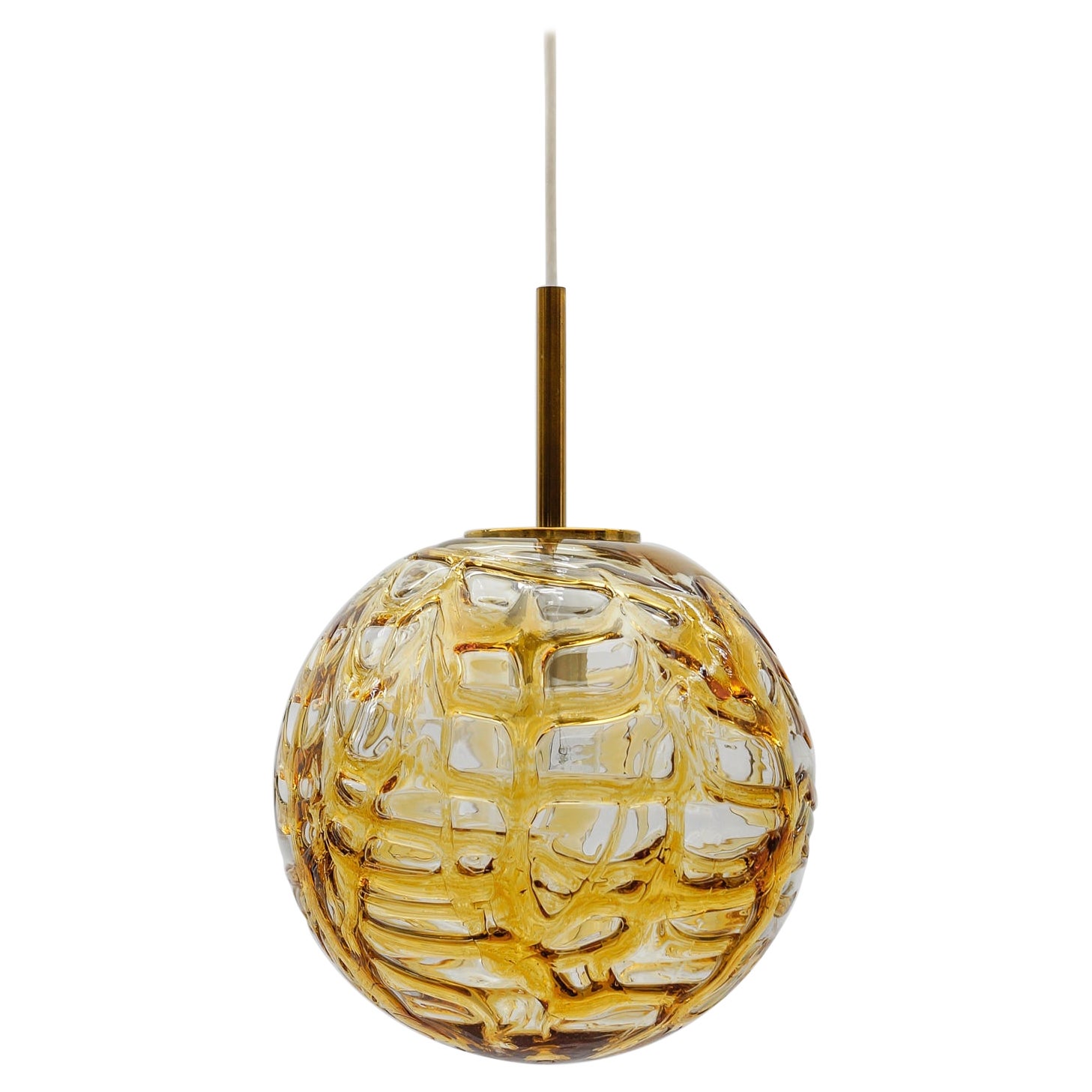 Schöne gelbe Murano Glas Kugel Pendelleuchte von Doria, - 1960er Jahre Deutschland