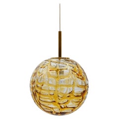 Magnifique lampe suspendue boule en verre de Murano jaune par Doria, - années 1960, Allemagne