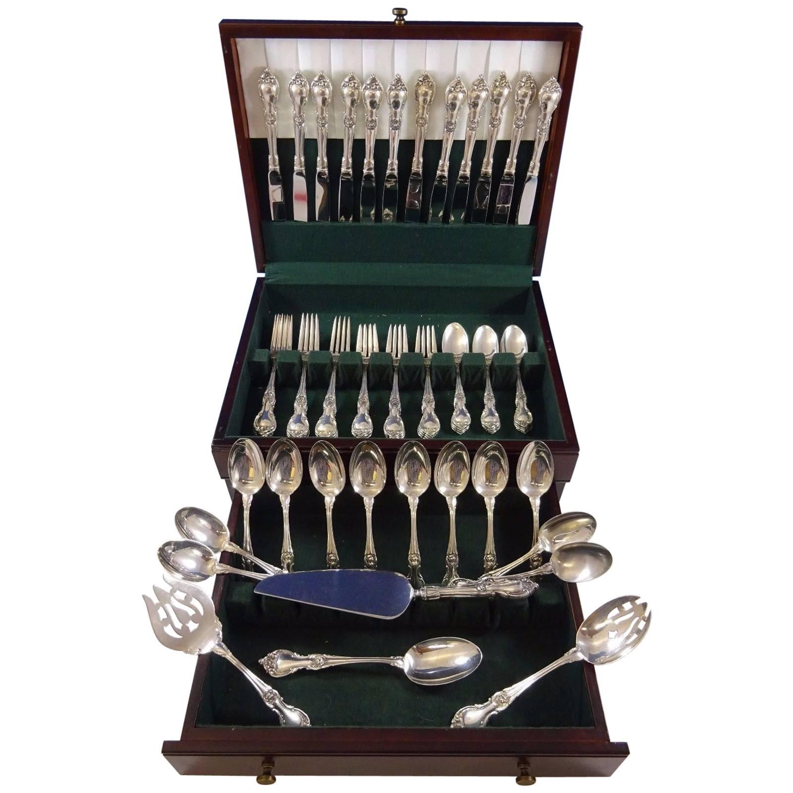 Madrigal by Lunt Sterling Silver Flatware Set 12 Service 63 Pieces at