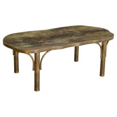 Table basse Philip & Kelvin LaVerne, étain, bronze, États-Unis, années 1960