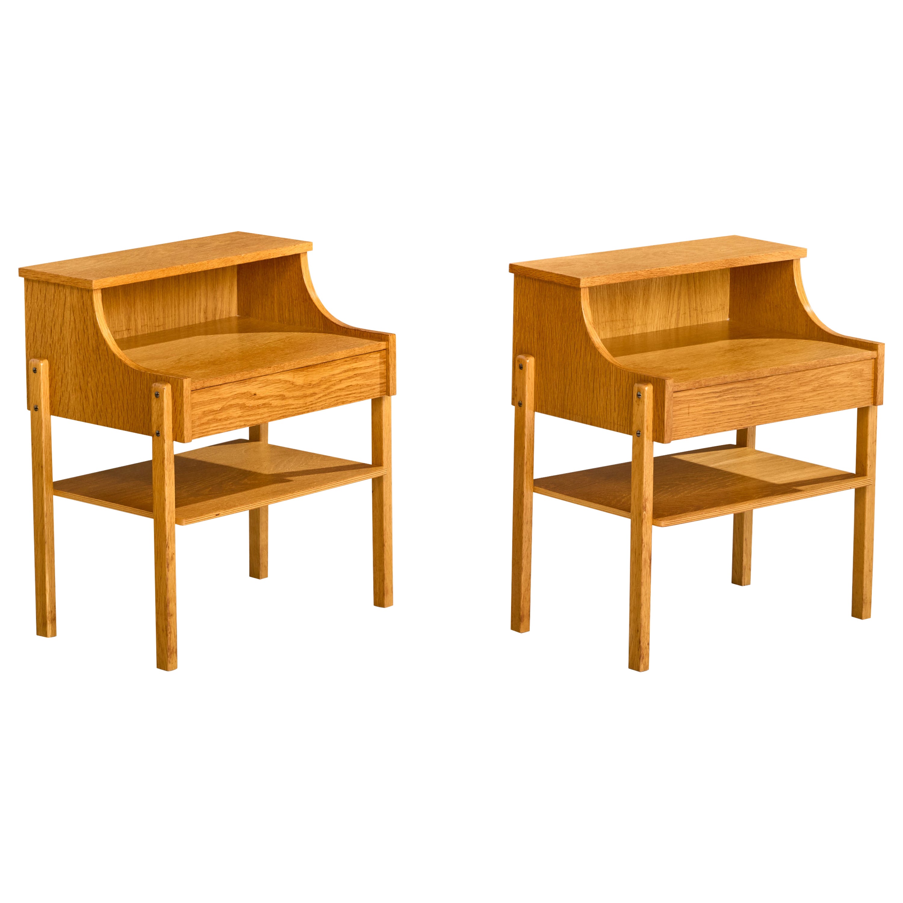 AB Carlström & Co, Nightstands, Oak, Sweden, 1950s