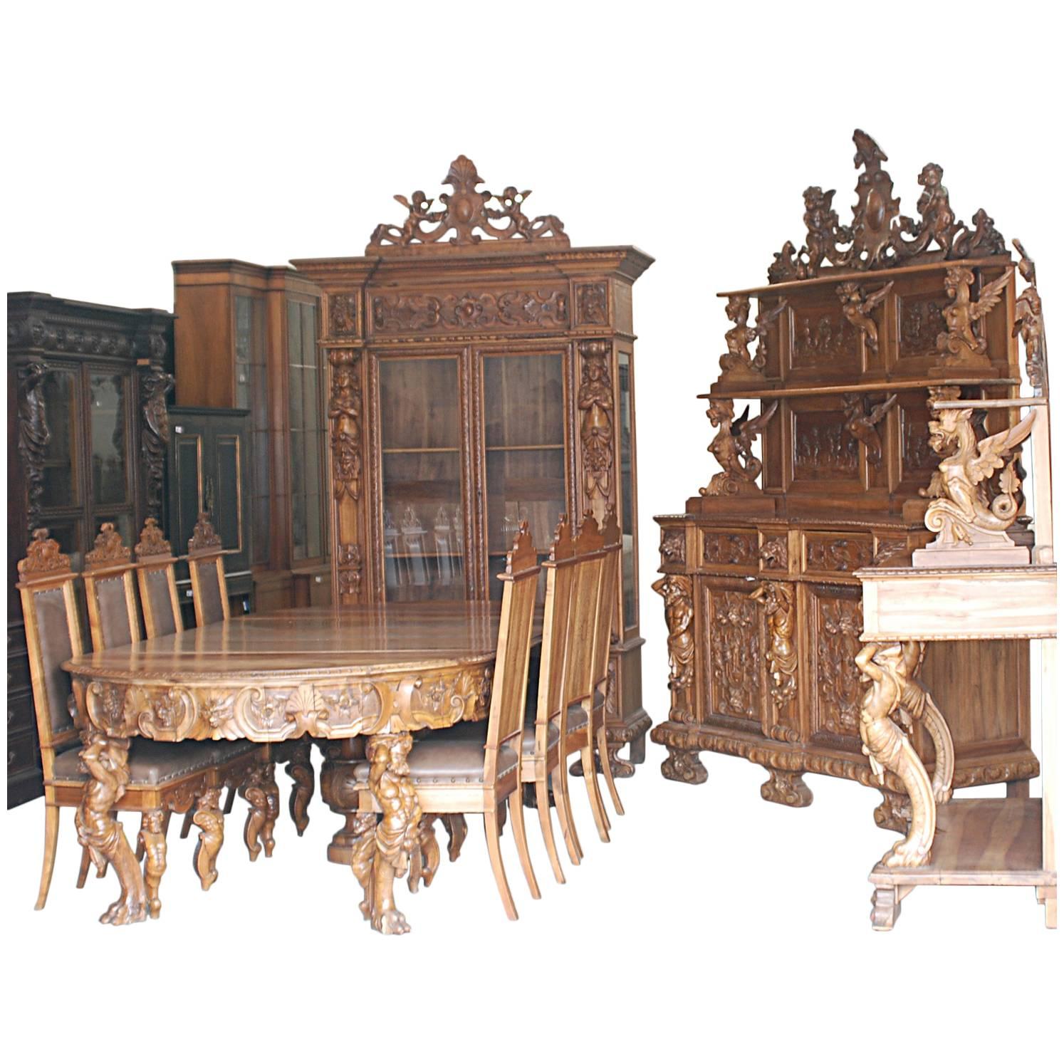 Magnificent 14 Piece Italian Renaissance Style Dining Room Set For Sale
