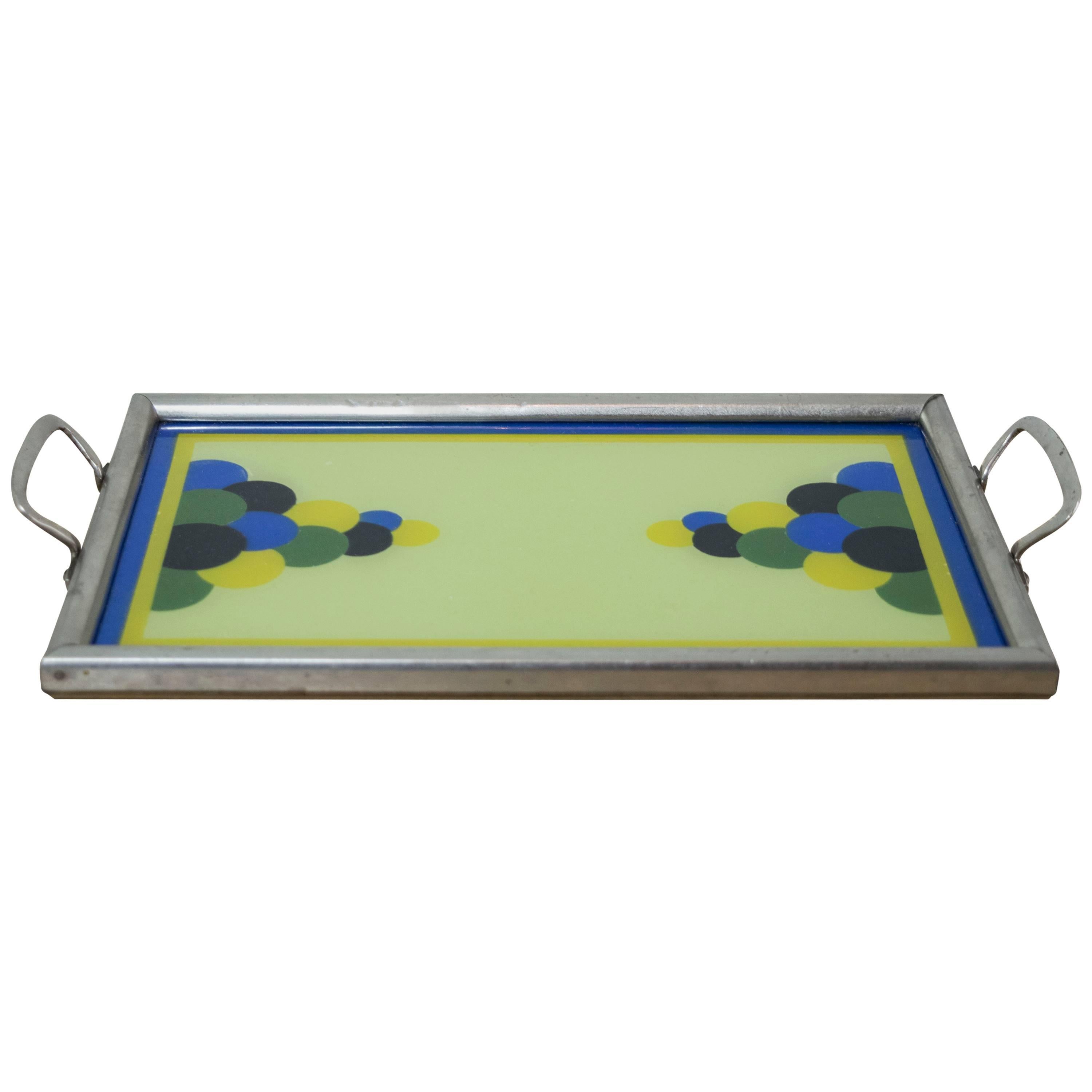 Hand-Painted Reverse Glass Bauhaus Tray For Sale