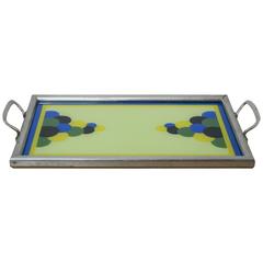 Vintage Hand-Painted Reverse Glass Bauhaus Tray