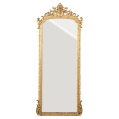 Eight Foot Tall Mid-19th Century French Regency Style Giltwood Floor Mirror