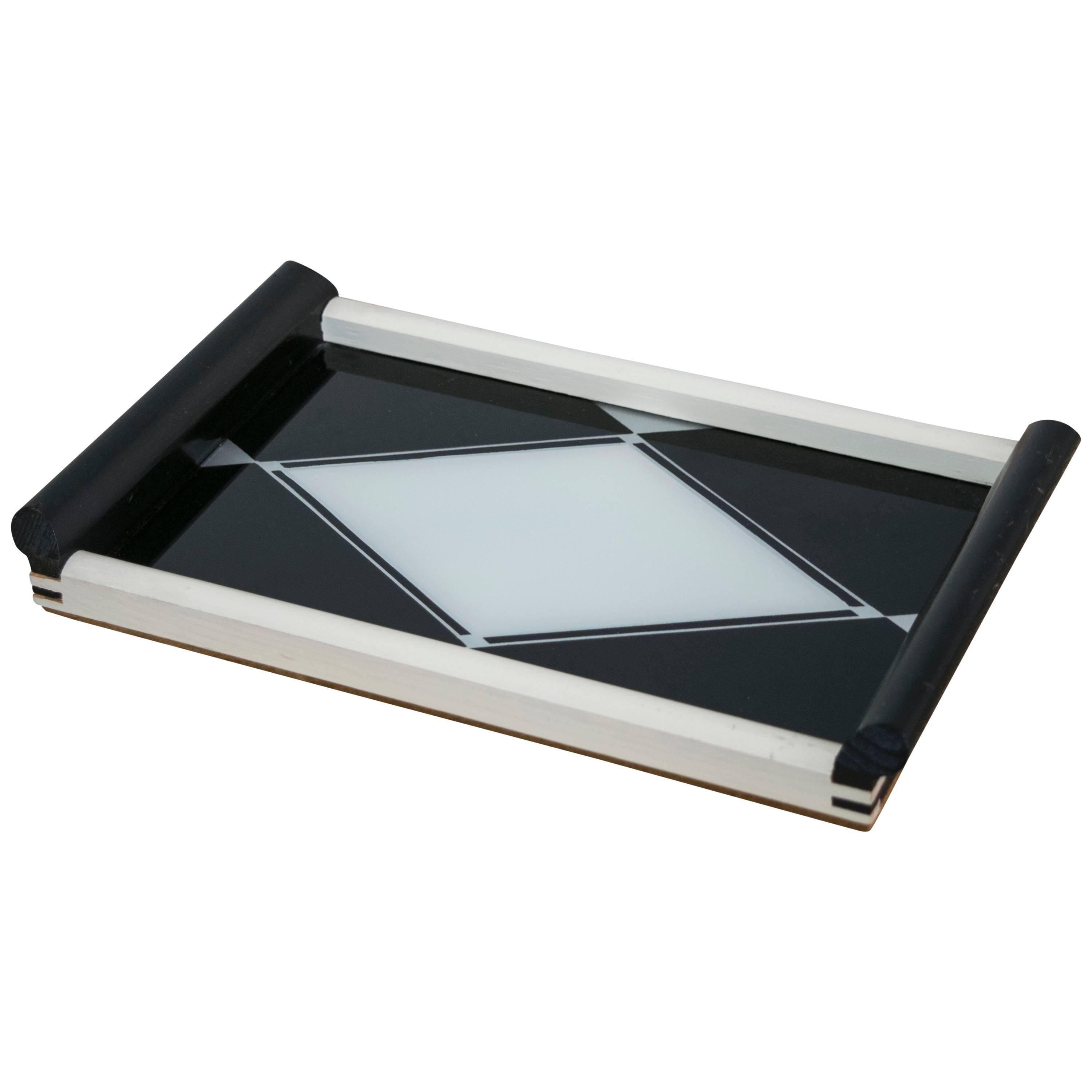 Hand-Painted Reverse Glass Bauhaus Tray For Sale