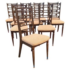 A set of 10 1960s Danish Modern Walnut Ladder Back Dining Chairs