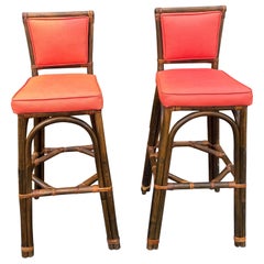 Paul Frankl Style Bamboo Barstools - a Pair