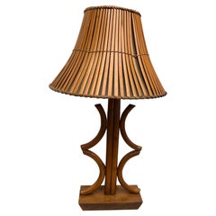 1950s Bohemian Bent Bamboo Table Lamp Original Bamboo Shade