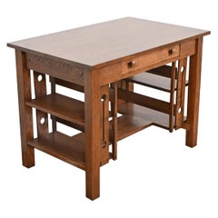 Stickley Brothers Style Antique Mission Oak Arts & Crafts Desk, Newly Refinished