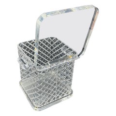 Cubitera de Lucite Gruesa de Mediados de Siglo con Asas Artículos de Bar