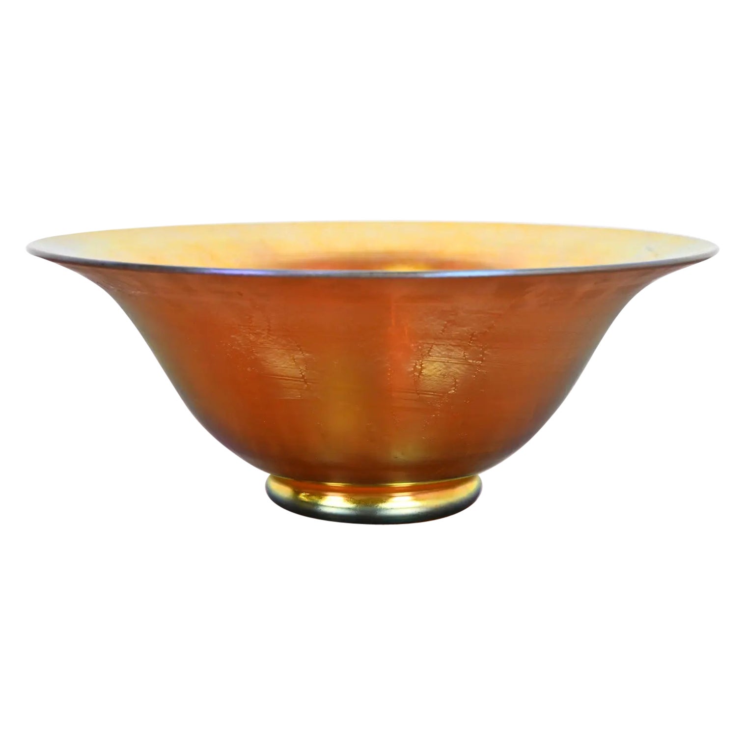 Steuben Glass Iridescent Art Glass Fruit Bowl or Center Bowl