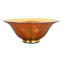 Steuben Aurene Iridescent Art Glass Fruit Bowl or Center Bowl
