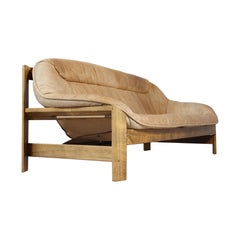 Percival Lafer Patinated Oak + Leather Sofa